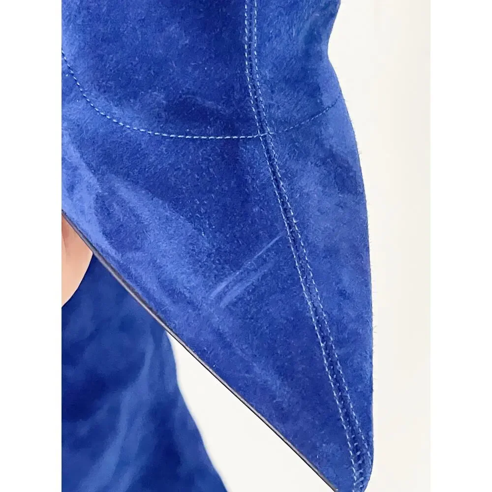 Christian Louboutin Condora Botta Alta Galactiqueen Blue Suede OTK Boots EU 41